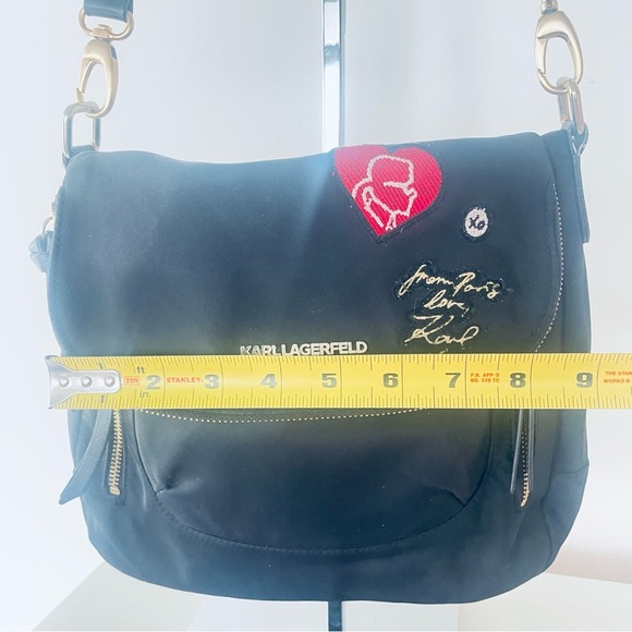 KARL LAGERFELD BLACK CROSSBODY SHOULDER BAG INVISIBLE MAGNETIC CLOSURE WOMEN BAG - Picture 8 of 15